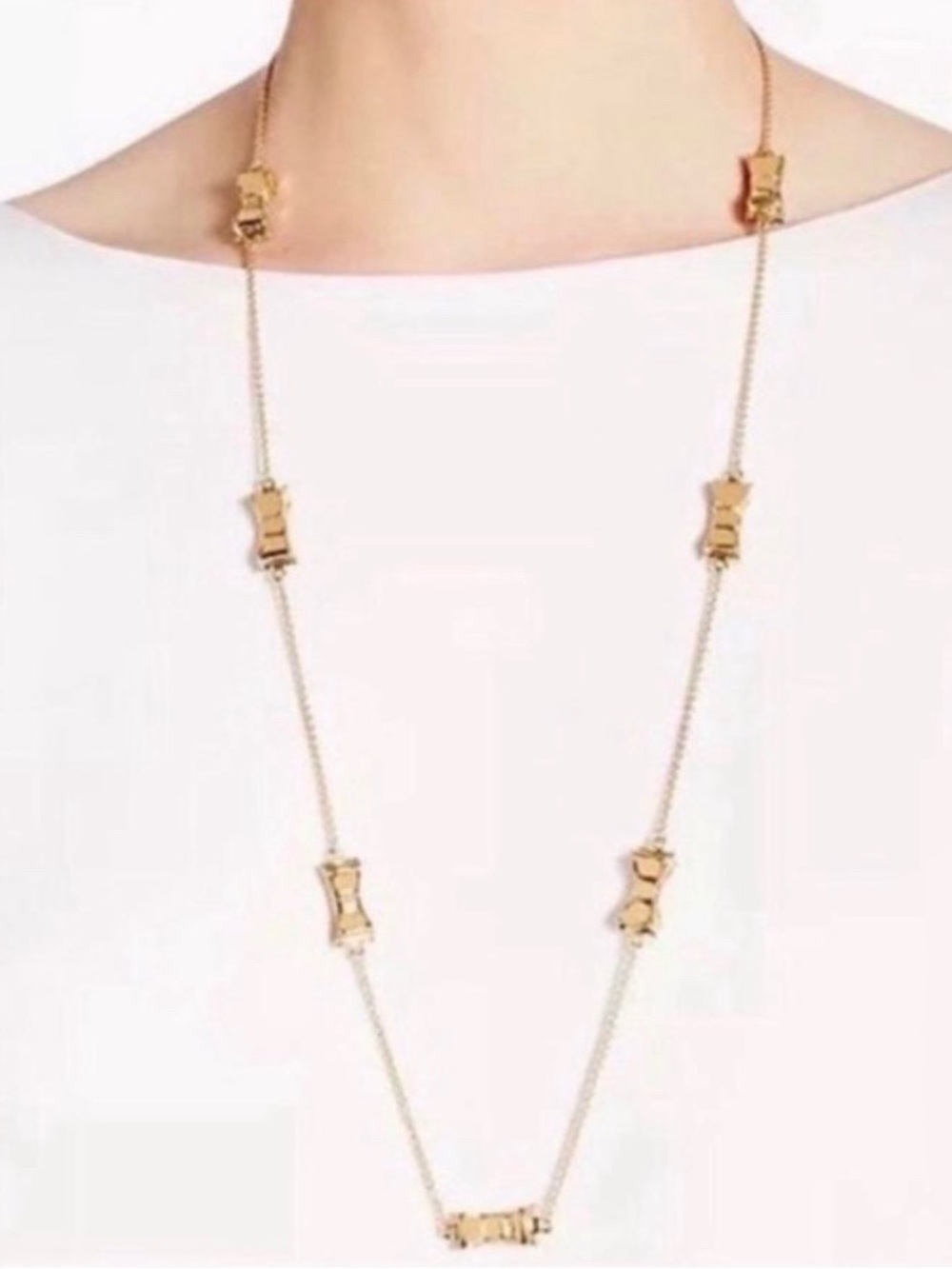 Kate Spade Take A Bow Gold Station Necklace